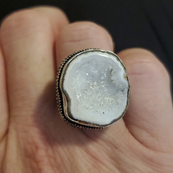 New Solar Agate Druzy 925 Silver Ring. - Picture 16 of 16